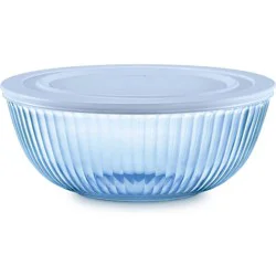 Pyrex Sculpted Tinted Lidded 4.5qt Mixing Bowl Blue