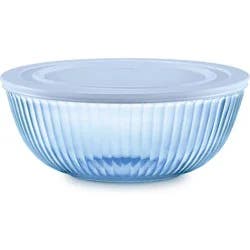 Pyrex Sculpted Tinted Lidded 4.5qt Mixing Bowl Blue