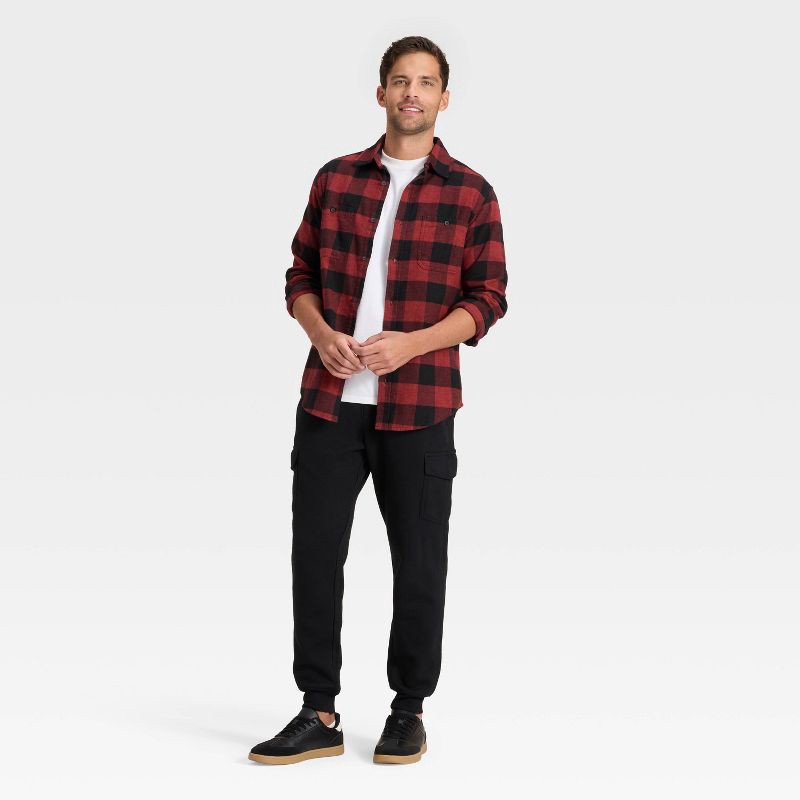 slide 3 of 3, Men's Every Wear Cargo Fleece Jogger Pants - Goodfellow & Co™ Black L, 1 ct