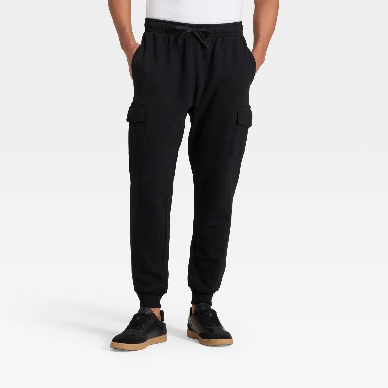 slide 1 of 3, Men's Every Wear Cargo Fleece Jogger Pants - Goodfellow & Co™ Black L, 1 ct