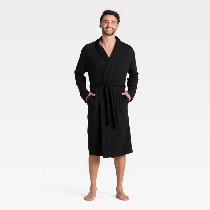 slide 3 of 3, Men's Knit Robe - Goodfellow & Co™ Black S/M, 1 ct