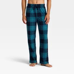 Men's Plaid Microfleece Pajama Pants - Goodfellow & Co™ Blue L