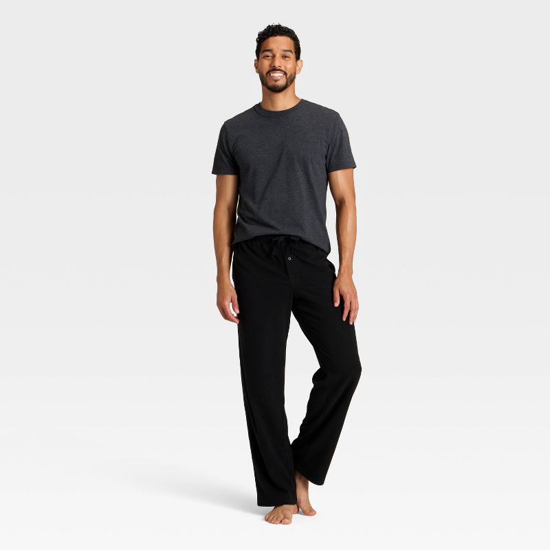 slide 3 of 3, Men's Microfleece Pajama Pants - Goodfellow & Co™ Black L, 1 ct