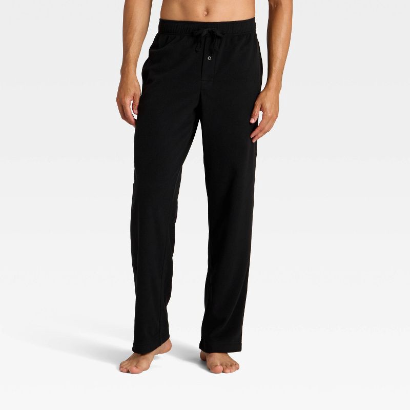 slide 1 of 3, Men's Microfleece Pajama Pants - Goodfellow & Co™ Black L, 1 ct