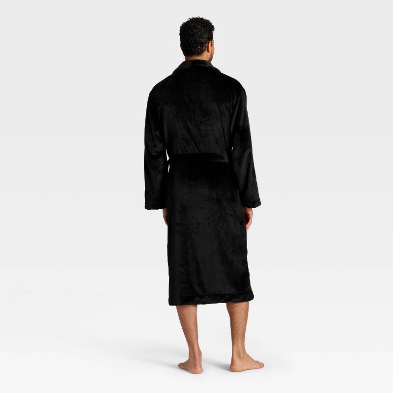 slide 2 of 3, Men's Plush Robe - Goodfellow & Co™ Black S/M, 1 ct
