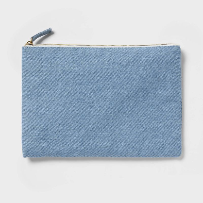 slide 1 of 3, Large Single Zip Denim Pouch - Spritz™, 1 ct