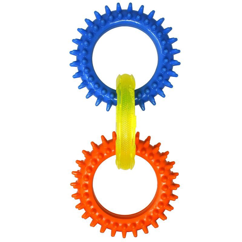 slide 2 of 5, NERF Spike 3-Ring Tug Dog Interactive Toy - Light Blue/Orange/Green, 1 ct