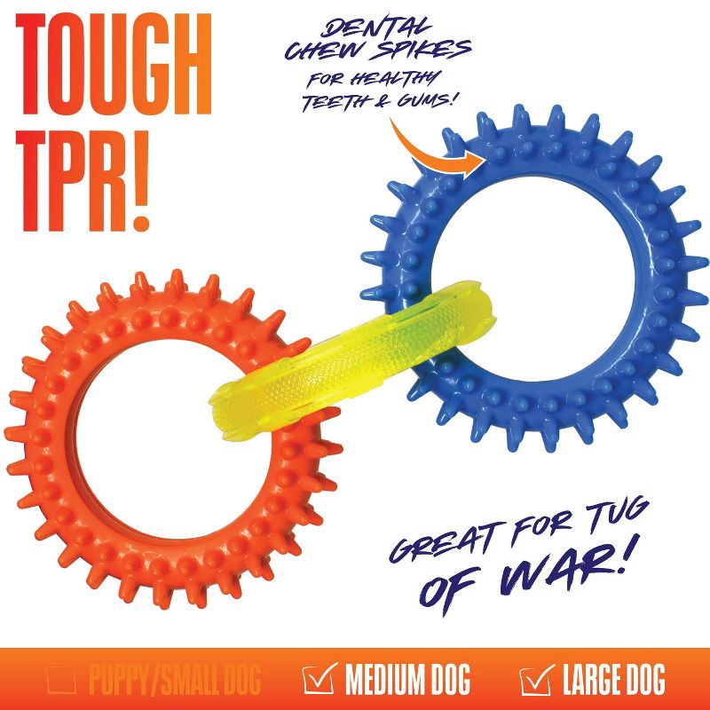 slide 4 of 5, NERF Spike 3-Ring Tug Dog Interactive Toy - Light Blue/Orange/Green, 1 ct