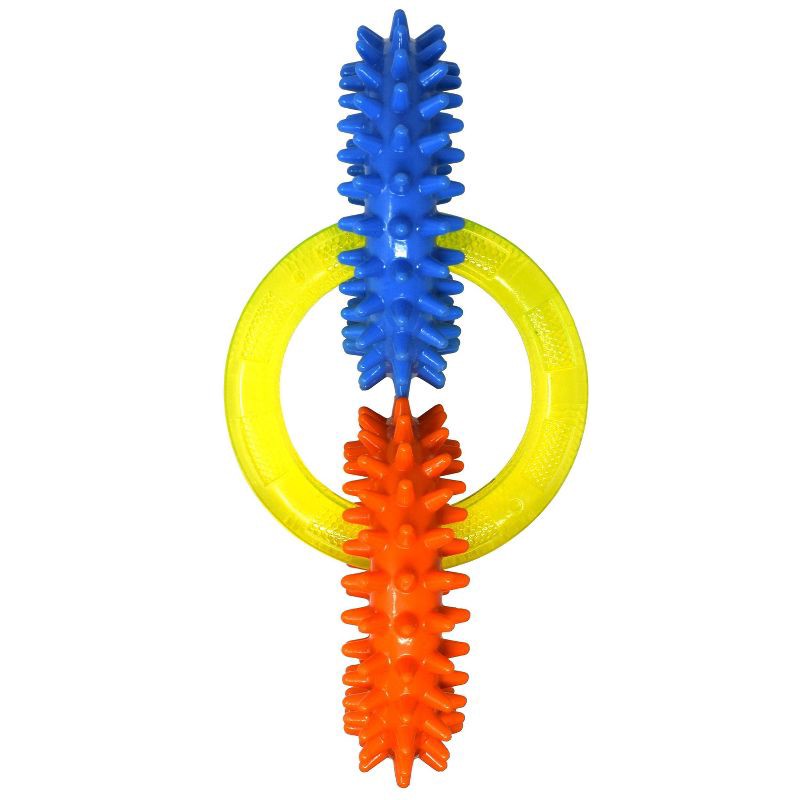 slide 5 of 5, NERF Spike 3-Ring Tug Dog Interactive Toy - Light Blue/Orange/Green, 1 ct