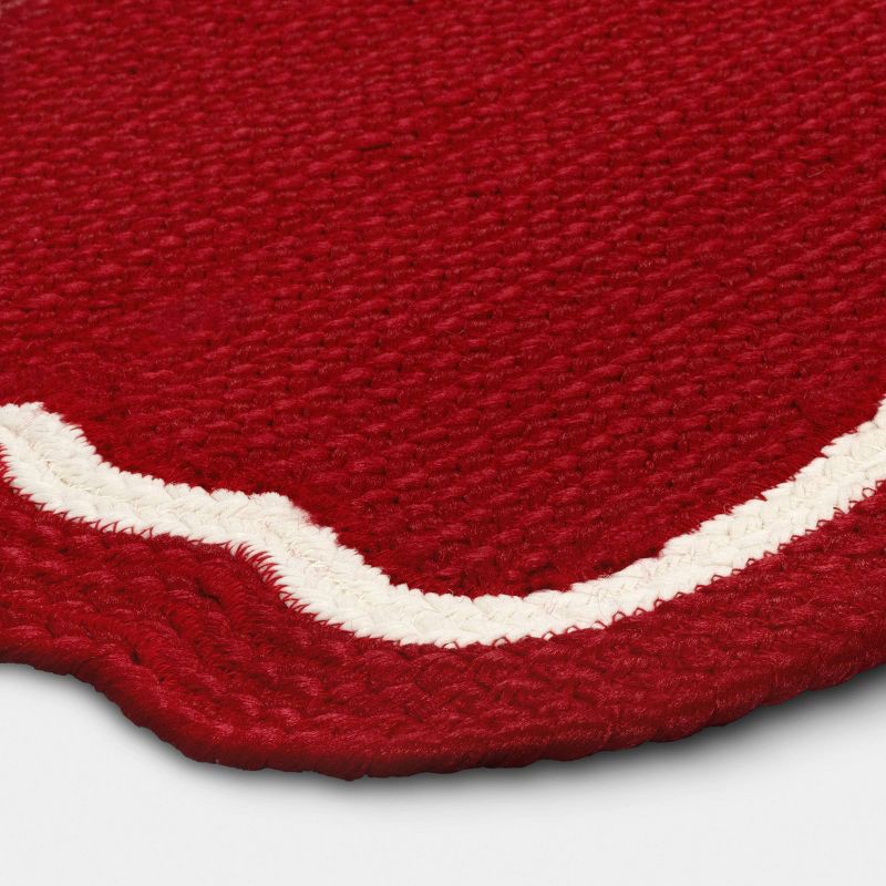 slide 3 of 4, 1'8"x2'10" Braided Red Scallop Rug - Threshold™, 1 ct