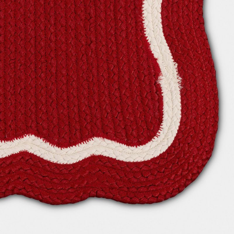 slide 4 of 4, 1'8"x2'10" Braided Red Scallop Rug - Threshold™, 1 ct