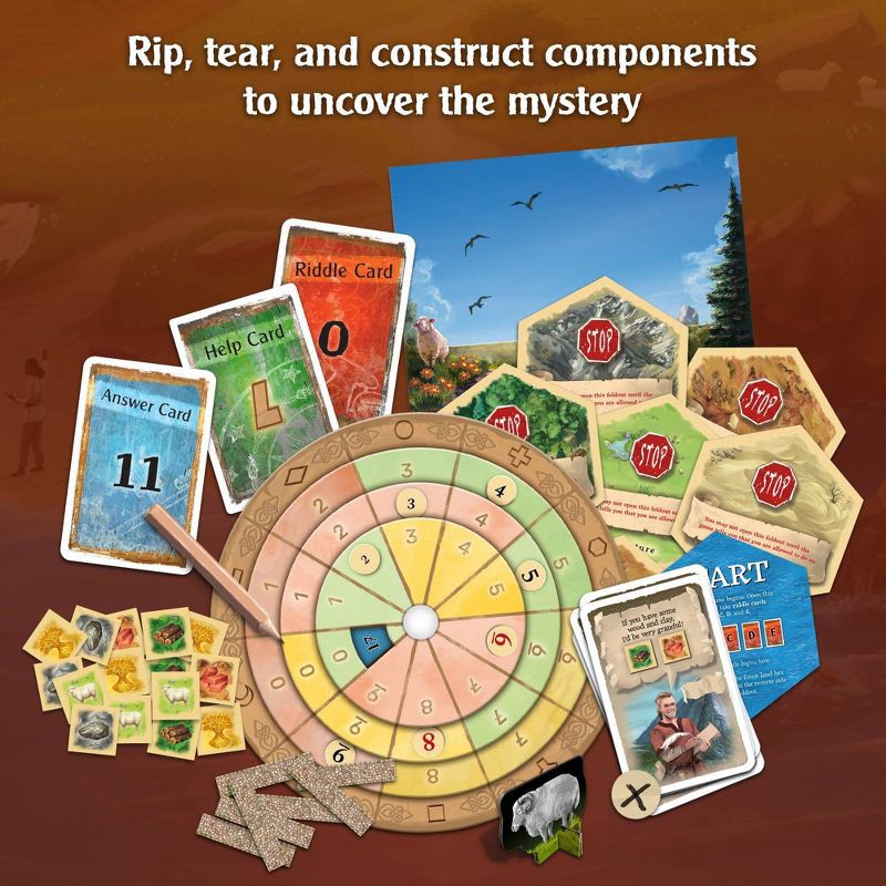 slide 3 of 5, Thames & Kosmos EXIT: The Game - Adventures in Catan: Creative Thinking Board Game for 1-4 Players, 1 ct