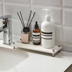 Distributed by Vendor 4"x11" Diatomaceous Stone Bath Tray with Carved Metal Feet Marble