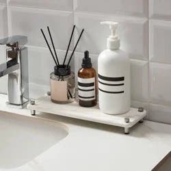 Distributed by Vendor 4"x11" Diatomaceous Stone Bath Tray with Carved Metal Feet Marble