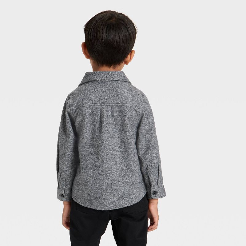 slide 2 of 3, Toddler Boys' Long Sleeve Woven Button-Down Shirt - Cat & Jack™ Gray 12M, 1 ct