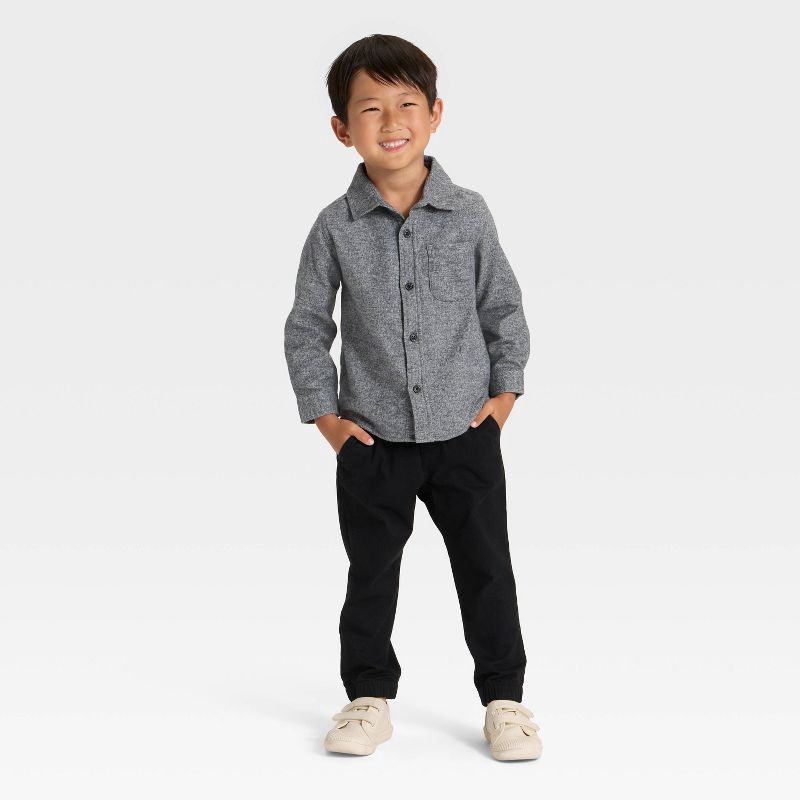 slide 3 of 3, Toddler Boys' Long Sleeve Woven Button-Down Shirt - Cat & Jack™ Gray 3T, 1 ct