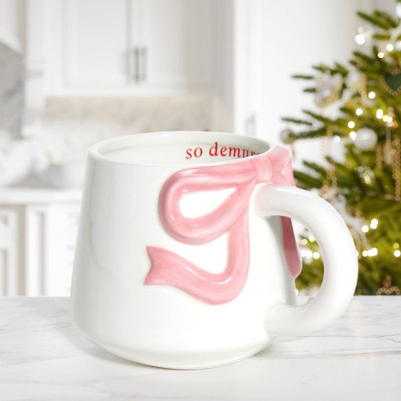 slide 3 of 3, Garven 13.5oz Debossed Bow Mug Pink, 13.5 oz