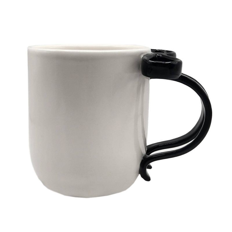 slide 2 of 4, National Brand One Design Home 16 oz White Mug with Black Figural Bow Handle, 16 oz