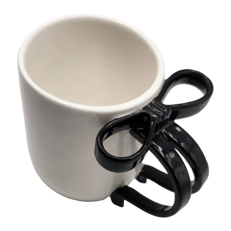 slide 3 of 4, National Brand One Design Home 16 oz White Mug with Black Figural Bow Handle, 16 oz