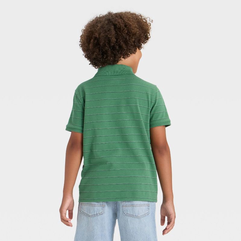 slide 2 of 3, Boys' Short Sleeve Pique Striped Polo T-Shirt - Cat & Jack™ Green XS, 1 ct