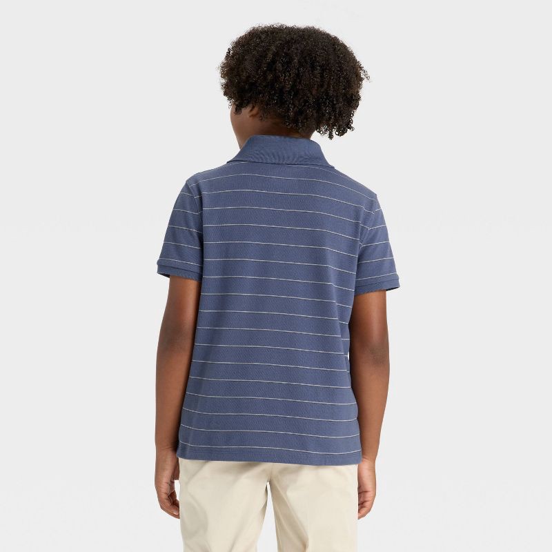 slide 3 of 3, Boys' Short Sleeve Pique Striped Polo T-Shirt - Cat & Jack™ Blue S, 1 ct