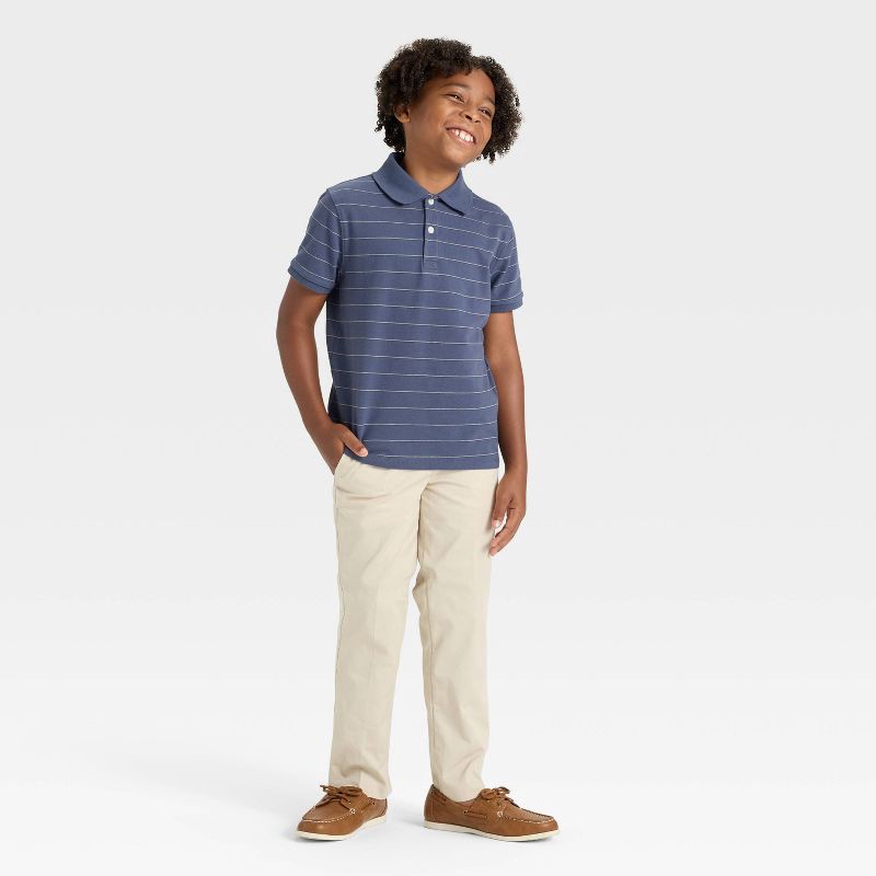 slide 3 of 3, Boys' Short Sleeve Pique Striped Polo T-Shirt - Cat & Jack™ Blue M, 1 ct