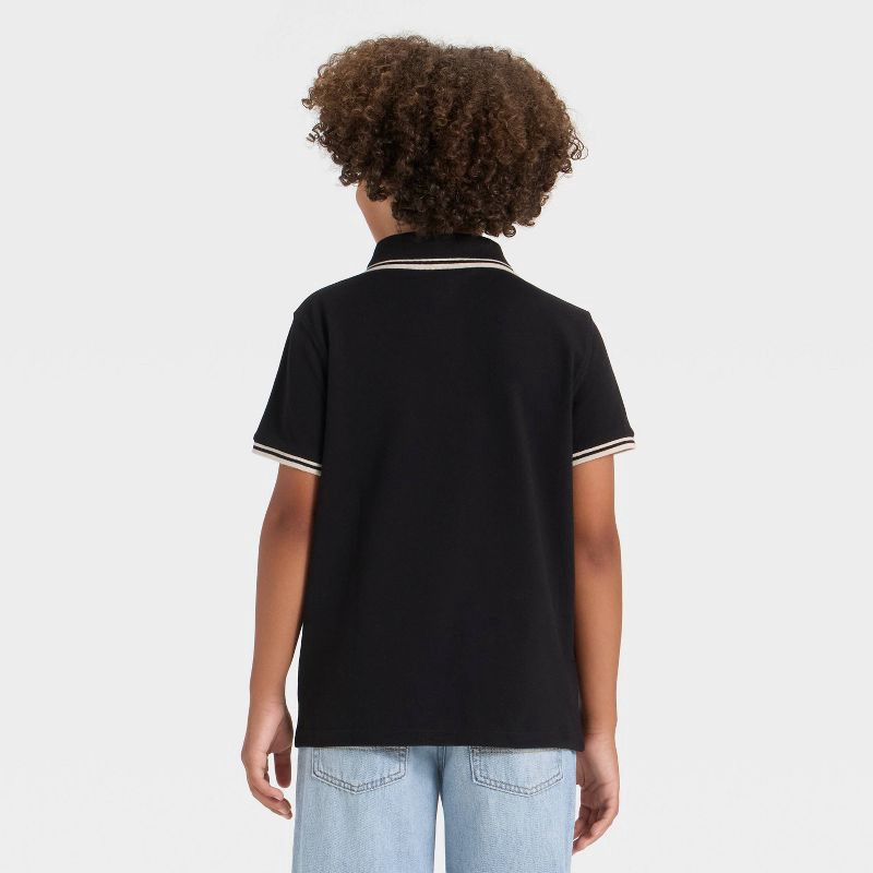 slide 2 of 3, Boys' Short Sleeve Tipping Polo Shirt - Cat & Jack™ Black M, 1 ct