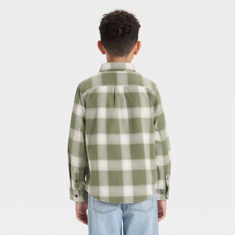 slide 2 of 3, Boys' Long Sleeve Button-Down Plaid Flannel Shirt - Cat & Jack™ Green XL, 1 ct