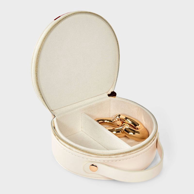 slide 2 of 2, Faux Leather "L" Initial Travel Jewelry Organizer - A New Day™ Tan/Dark Pink, 1 ct