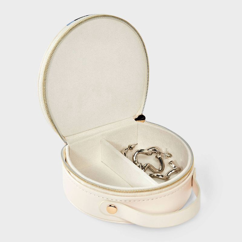 slide 2 of 2, Faux Leather "J" Initial Travel Jewelry Organizer - A New Day™ Tan/Dark Blue, 1 ct