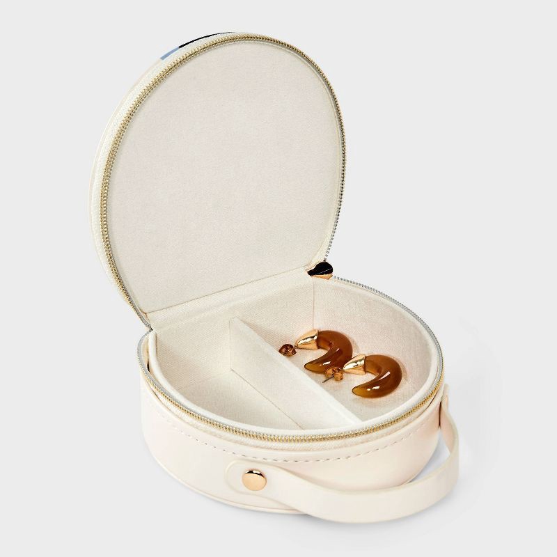 slide 2 of 2, Faux Leather "K" Initial Travel Jewelry Organizer - A New Day™ Tan/Baby Blue, 1 ct