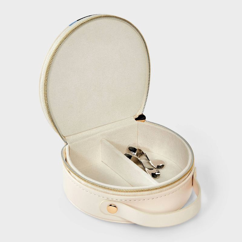 slide 2 of 2, Faux Leather "M" Initial Travel Jewelry Organizer - A New Day™ Tan/Light Blue, 1 ct