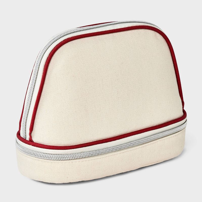 slide 2 of 4, Canvas Jewelry Travel Pouch Organizer - A New Day™ Tan/Red, 1 ct