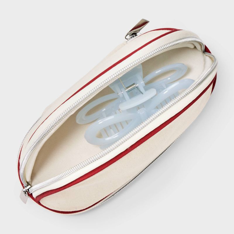 slide 3 of 4, Canvas Jewelry Travel Pouch Organizer - A New Day™ Tan/Red, 1 ct