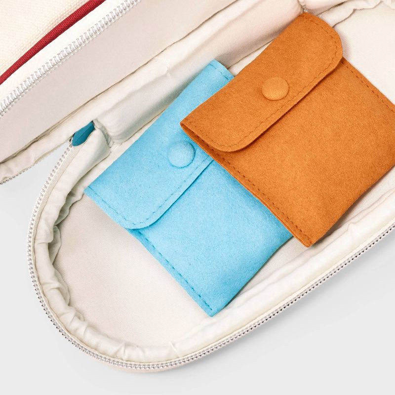 slide 4 of 4, Canvas Jewelry Travel Pouch Organizer - A New Day™ Tan/Red, 1 ct