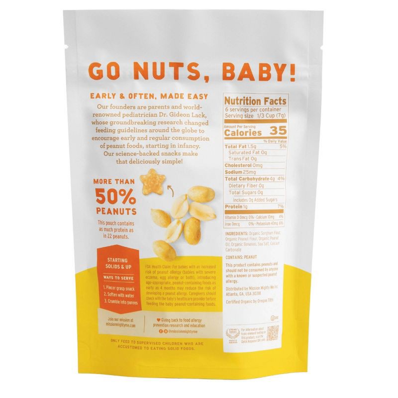 slide 2 of 9, Mission MightyMe Nutty Puffs Baby Snacks - Organic Peanut Butter with Banana - 1.5oz, 1.5 oz