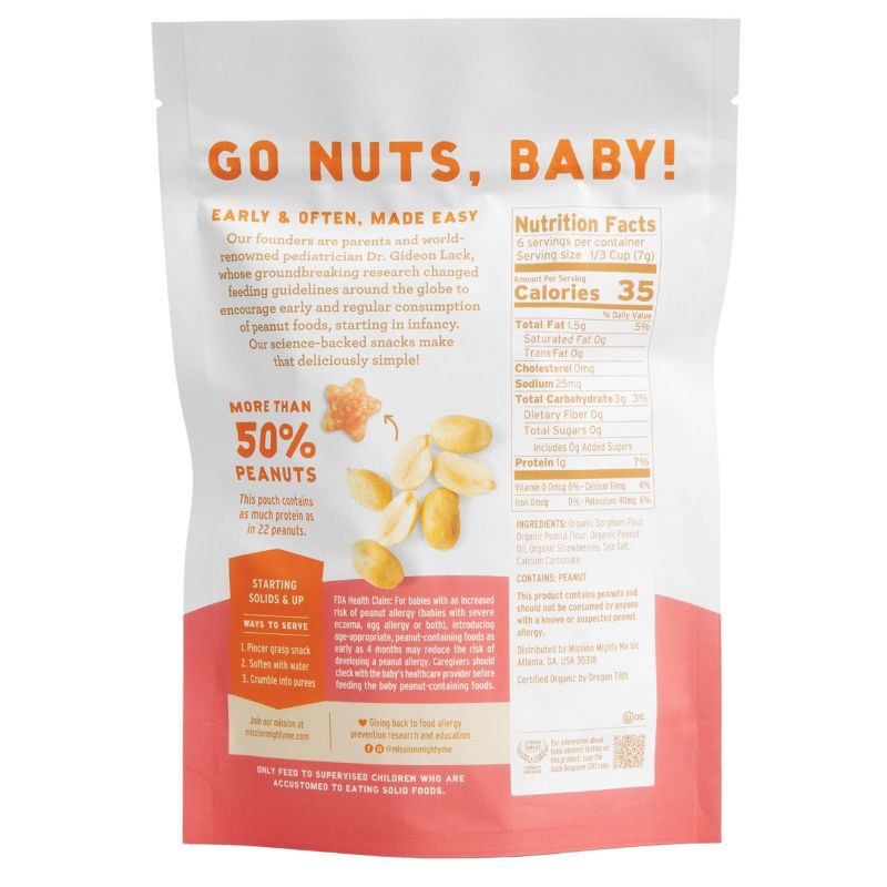 slide 2 of 10, Mission MightyMe Nutty Puffs Baby Snacks - Organic Peanut Butter with Strawberry - 1.5oz, 1.5 oz