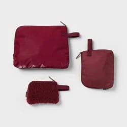 3pc Toiletry Kit and Bag - Open Story™ Burgundy