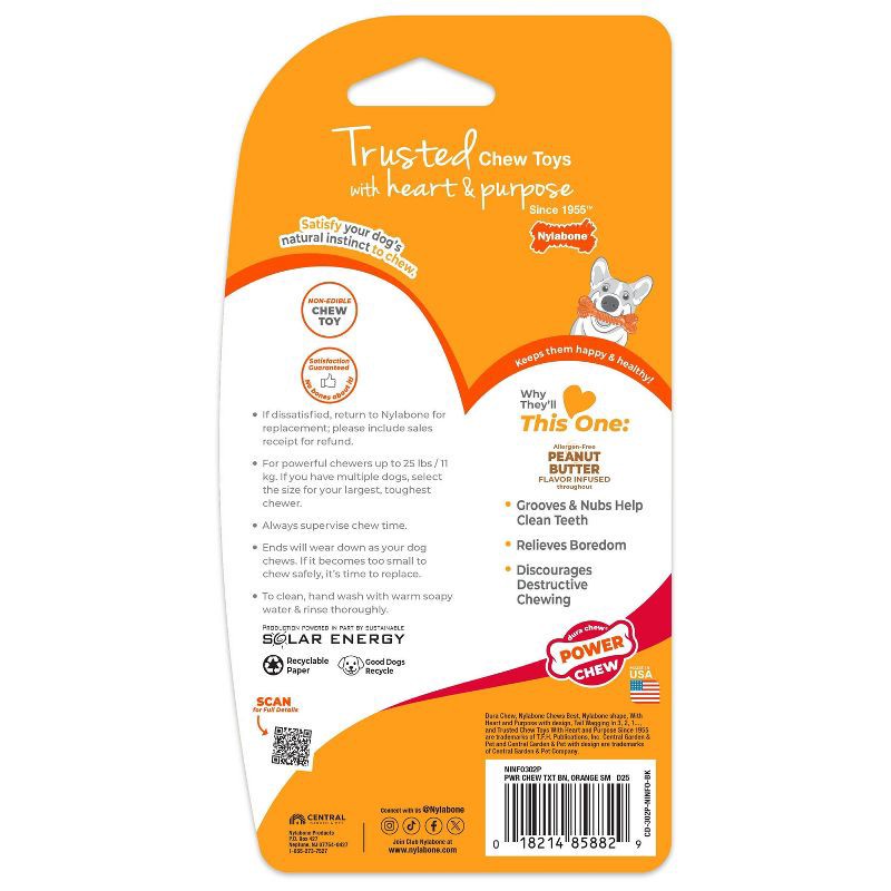 slide 2 of 3, Nylabone Power Chew Small Dog Bone Toy - Orange, 1 ct