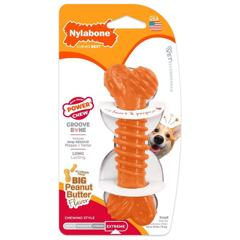 slide 1 of 3, Nylabone Power Chew Small Dog Bone Toy - Orange, 1 ct