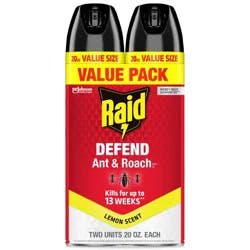 Raid Defend Ant and Roach Killer Bug Spray - Lemon Scent - 2ct/20oz each