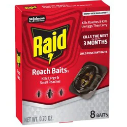 Raid Roach Bait Indoor Large & Small Roach Killer - 8ct
