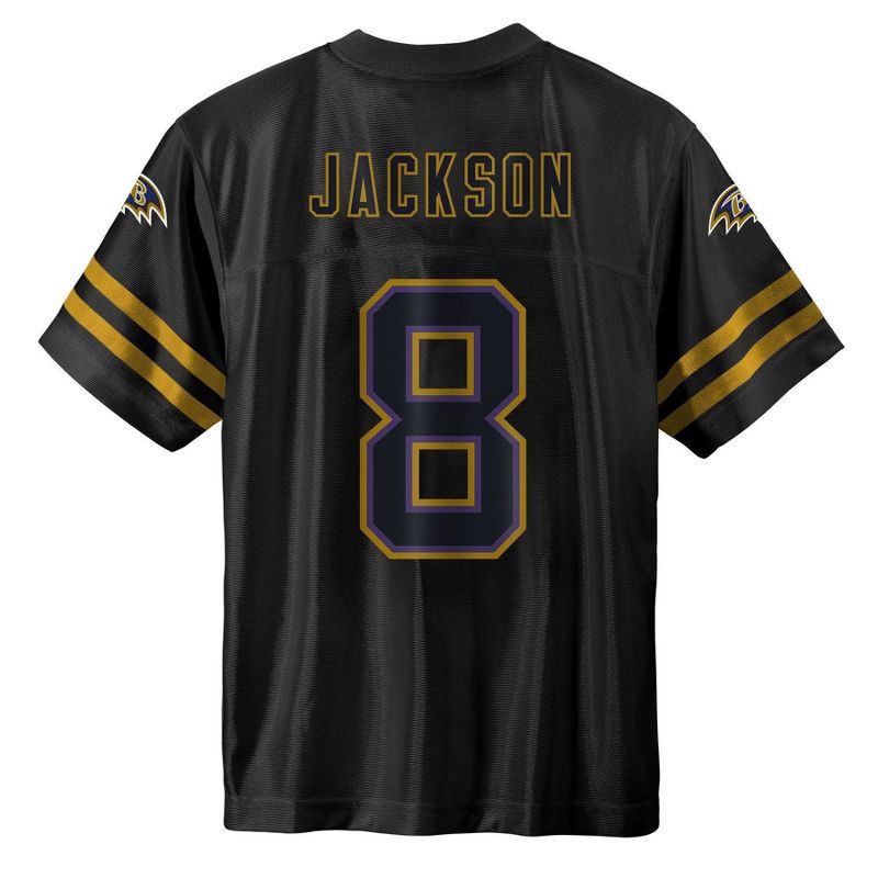 slide 3 of 3, NFL Baltimore Ravens Lamar Jackson Boys' Black Short Sleeve Jersey - L, 1 ct