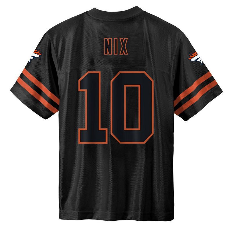 slide 3 of 3, NFL Denver Broncos Bo Nix Boys' Black Short Sleeve Jersey - XL, 1 ct