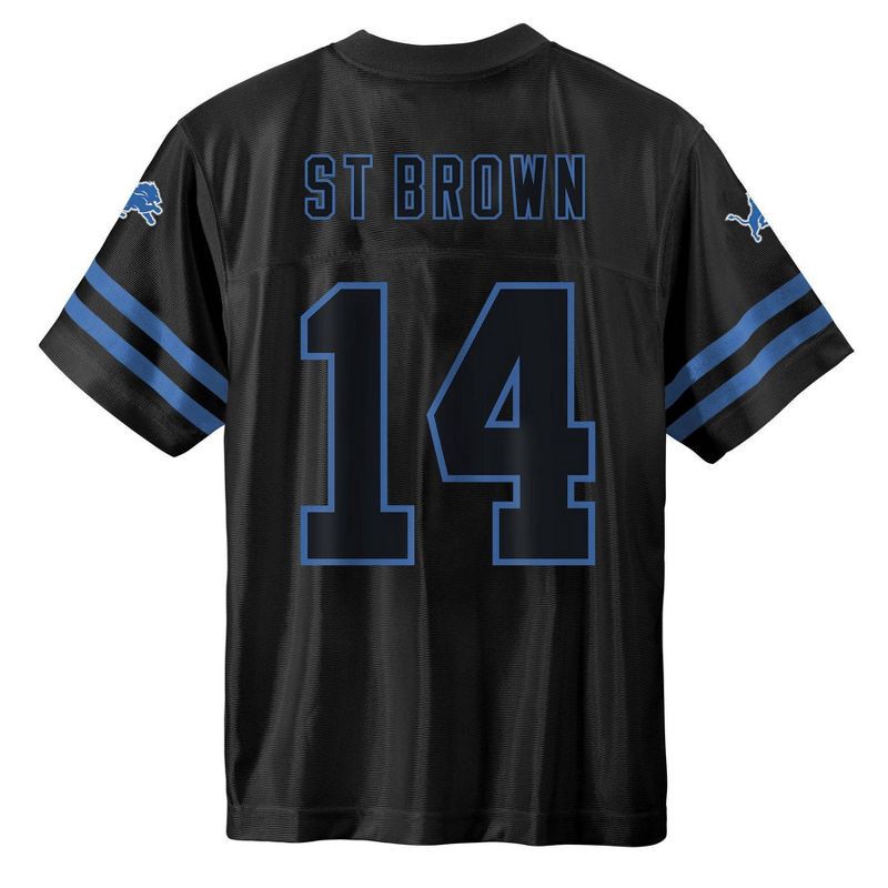 slide 3 of 3, NFL Detroit Lions Amon-Ra St. Brown Boys' Black Short Sleeve Jersey - XS, 1 ct