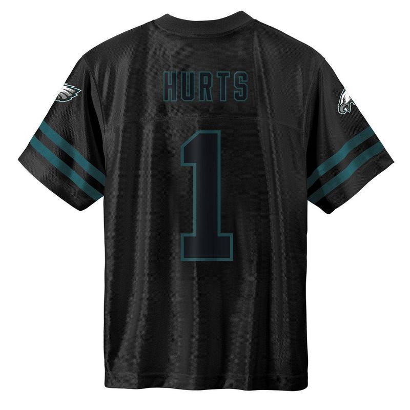 slide 3 of 3, NFL Philadelphia Eagles Jalen Hurts Boys' Black Short Sleeve Jersey - M, 1 ct