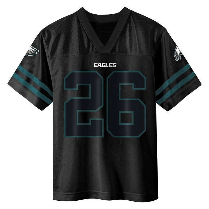 slide 2 of 3, NFL Philadelphia Eagles Saquon Barkley Boys' Black Short Sleeve Jersey - L, 1 ct