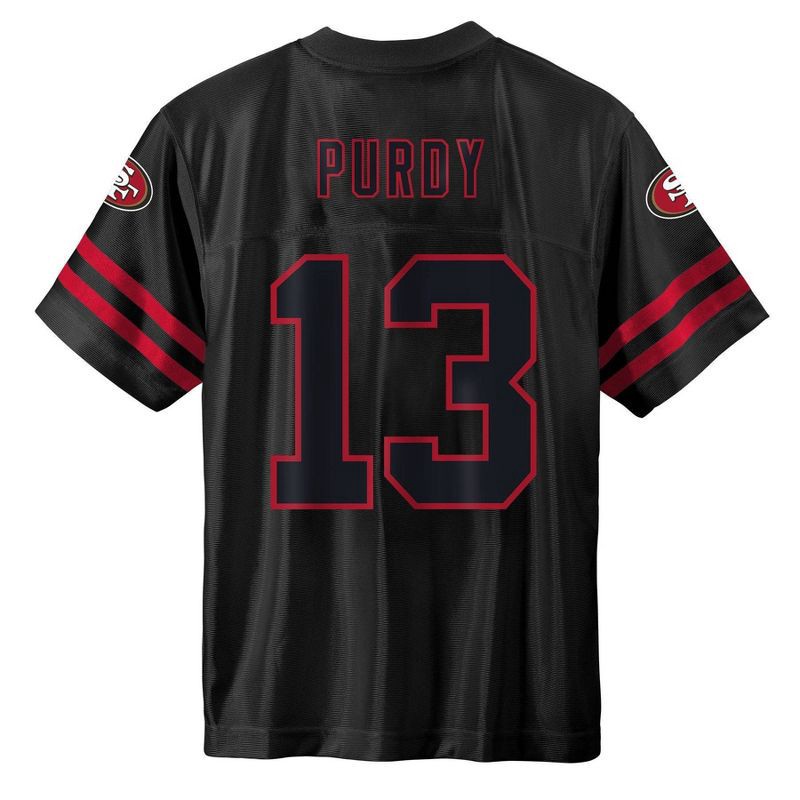 slide 3 of 3, NFL San Francisco 49ers Brock Purdy Boys' Black Short Sleeve Jersey - L, 1 ct