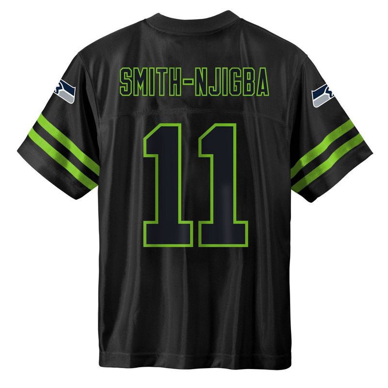 slide 3 of 3, NFL Seattle Seahawks Smith-Njigba Boys' Black Short Sleeve Jersey - XS, 1 ct
