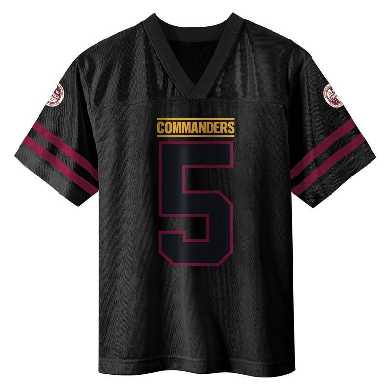 slide 2 of 3, NFL Washington Commanders Jayden Daniels Boys' Black Short Sleeve Jersey - XS, 1 ct